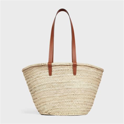 triomphe celine classic panier in palm leaves and calfskin|Celine.